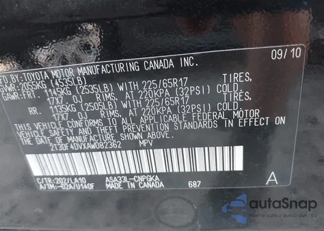 2010 Toyota Rav4 Limited from USA, damaged, VIN 2T3DF4DVXAW082362